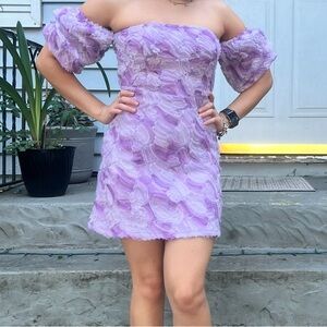 PrettyLittleThing Lilac Textured Dress